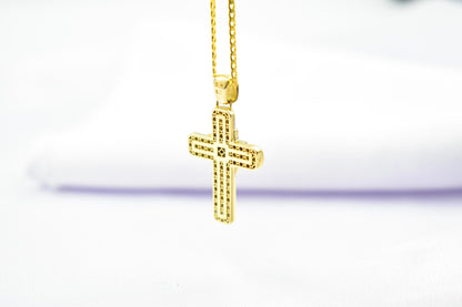 Ανδρικοί Σταυροί 14K Solid Gold Cross Pendant for Men & Women, Yellow Gold Religious Necklace, Orthodox Baptism Cross, Handmade Fine Gold Jewelry Gift