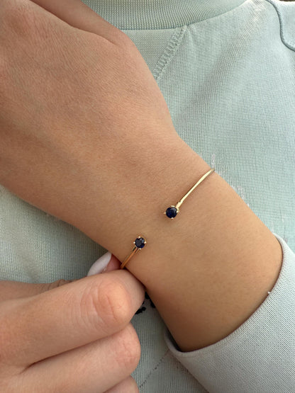14K Gold Solid Bangle Sapphire,Luxury Sapphire Bangle, Bridal & Engagement Bangle,Bangle Sapphire Bracelet,Dainty Sapphire Bracelet