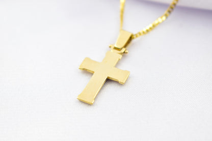 γυναικα 14K Solid Gold Cross Pendant with Sparkling Zircon Inner Cross,Orthodox-Inspired Design,Optional 14K Chain,Women’s Men’s Cross,Baptism Gift