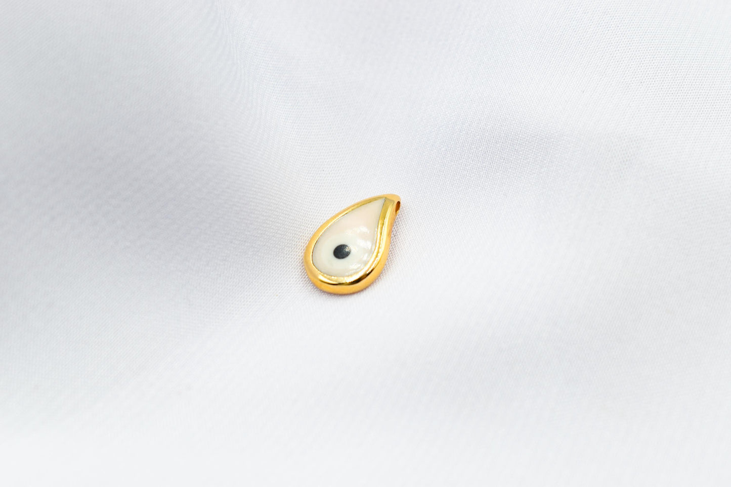 Κρεμαστό Μάτι Δάκρυ με Λευκό Σμάλτο Κ18