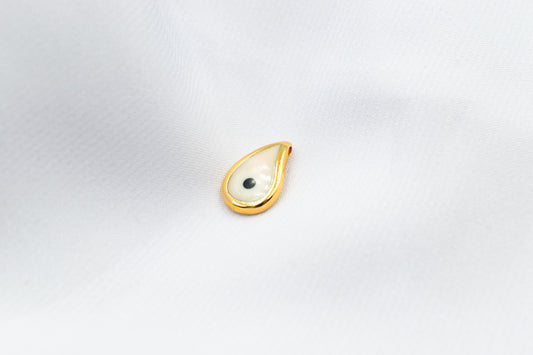 Κρεμαστό Μάτι Δάκρυ με Λευκό Σμάλτο Κ18