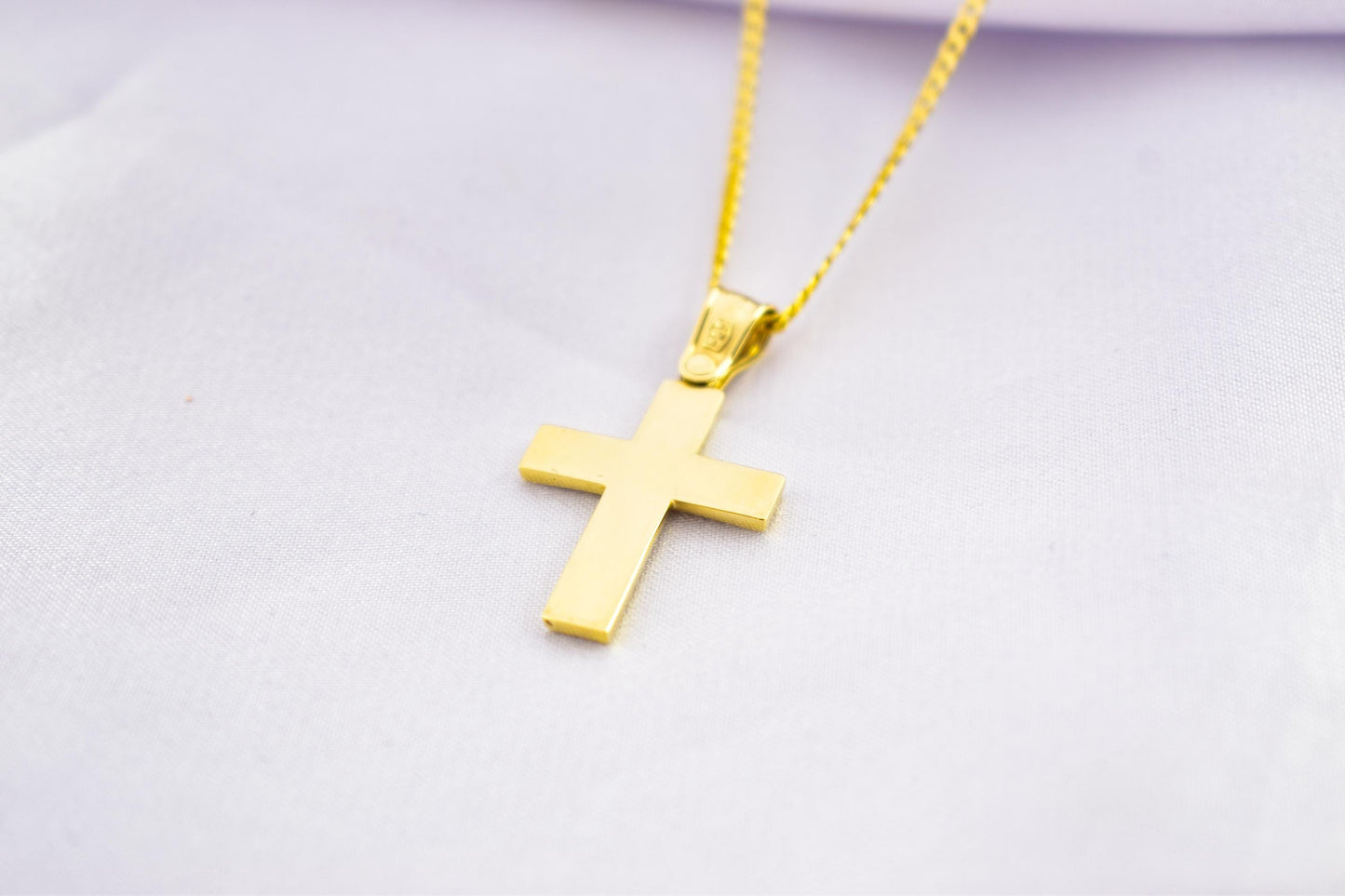 γυναικα 14K Solid Gold Cross Pendant with Zircon,Hammered Texture,Optional 14K Chain,Handmade Religious Jewellery,Women’s Men’s Cross,Baptism Gift