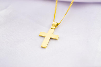 γυναικα 14K Solid Gold Cross Pendant with Zircon,Hammered Texture,Optional 14K Chain,Handmade Religious Jewellery,Women’s Men’s Cross,Baptism Gift