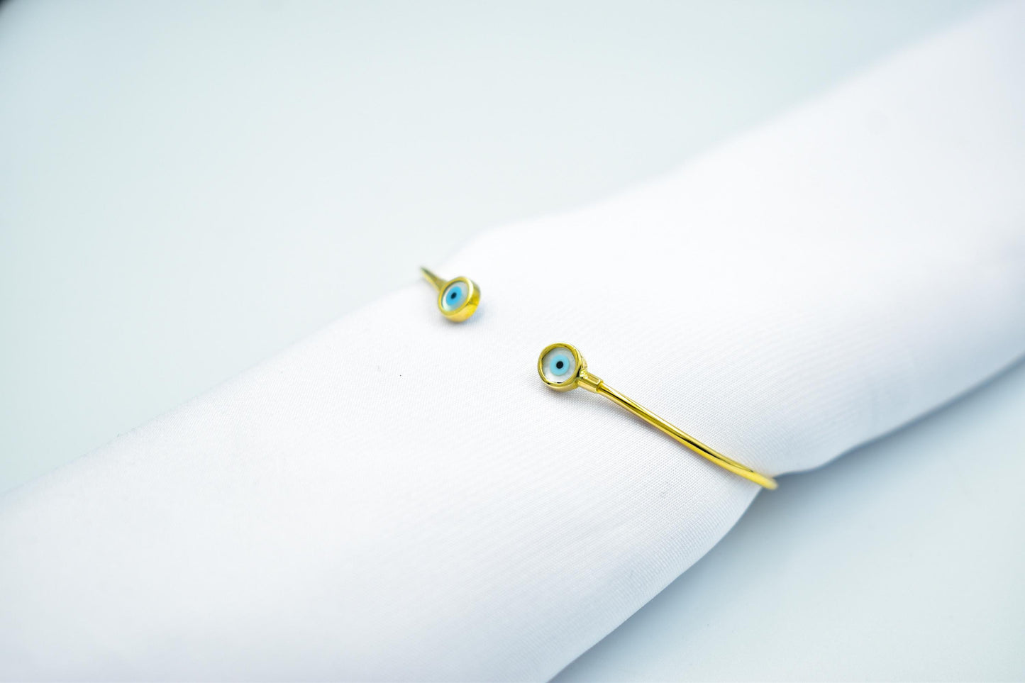 14K Gold Evil Eye Bracelet,Bangle Mother of Pearl Evil Eye,Lucky Bracelet,Blue Eye Bangle,Protective Gift for Everyday Use,Gold Eye Bracelet