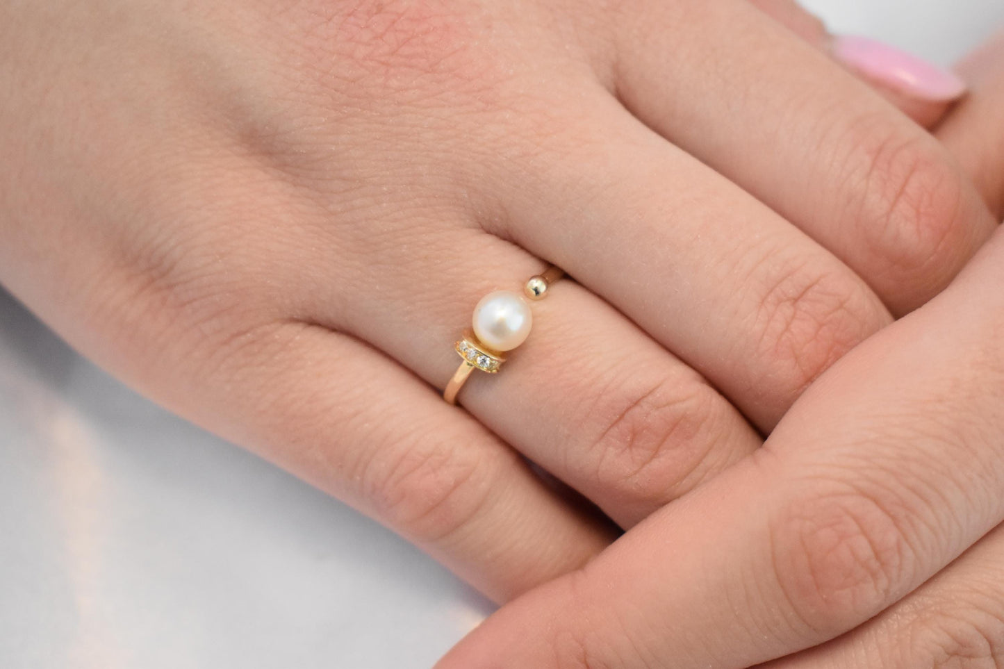 Χειροποίητο Δαχτυλίδι με Μαργαριτάρι και Ζιργκόν Κ14