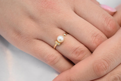 Χειροποίητο Δαχτυλίδι με Μαργαριτάρι και Ζιργκόν Κ14