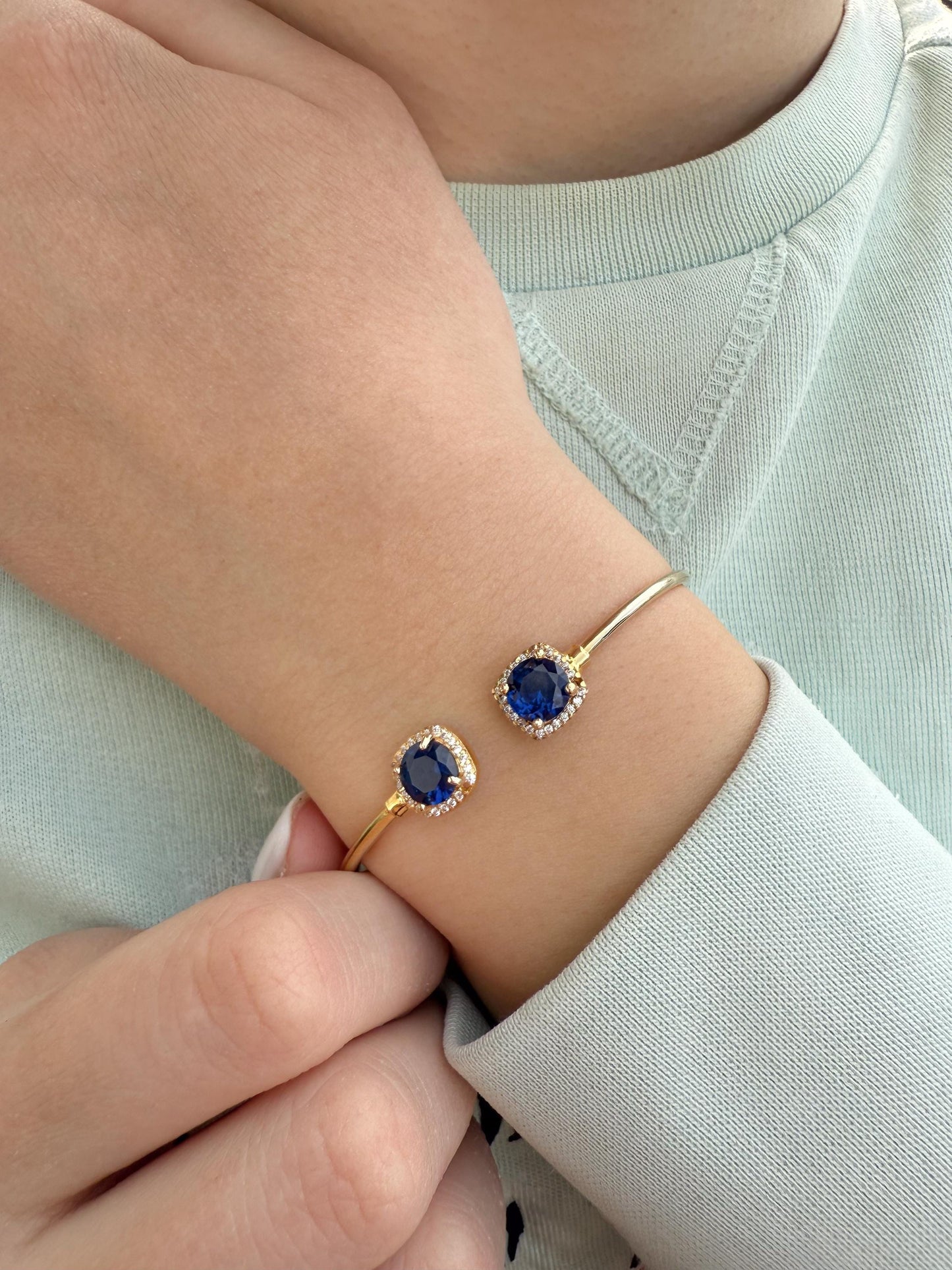 14K Gold Princess Inspired Large Blue Rosettes Bracelet,Wedding & Engagement Bracelet,Exclusive Premium Bracelet,Gift for Her