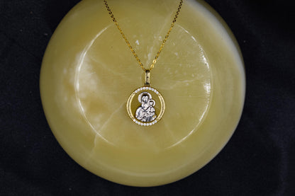 Παναγία με Χριστό παιδί σε Κύκλο με Ζιργκόν Κ14