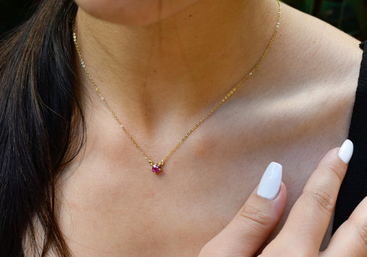 Κολιέ Μονόπετρο Ορυκτό Ρουμπίνι Κ14