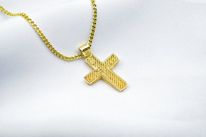 και τα δυο 14K Solid Gold Cross Necklace,Unisex Solid Gold Large Cross Necklace,Plain Gold Cross Charm, Christian Pendant,Radiant Religious Gold Cross