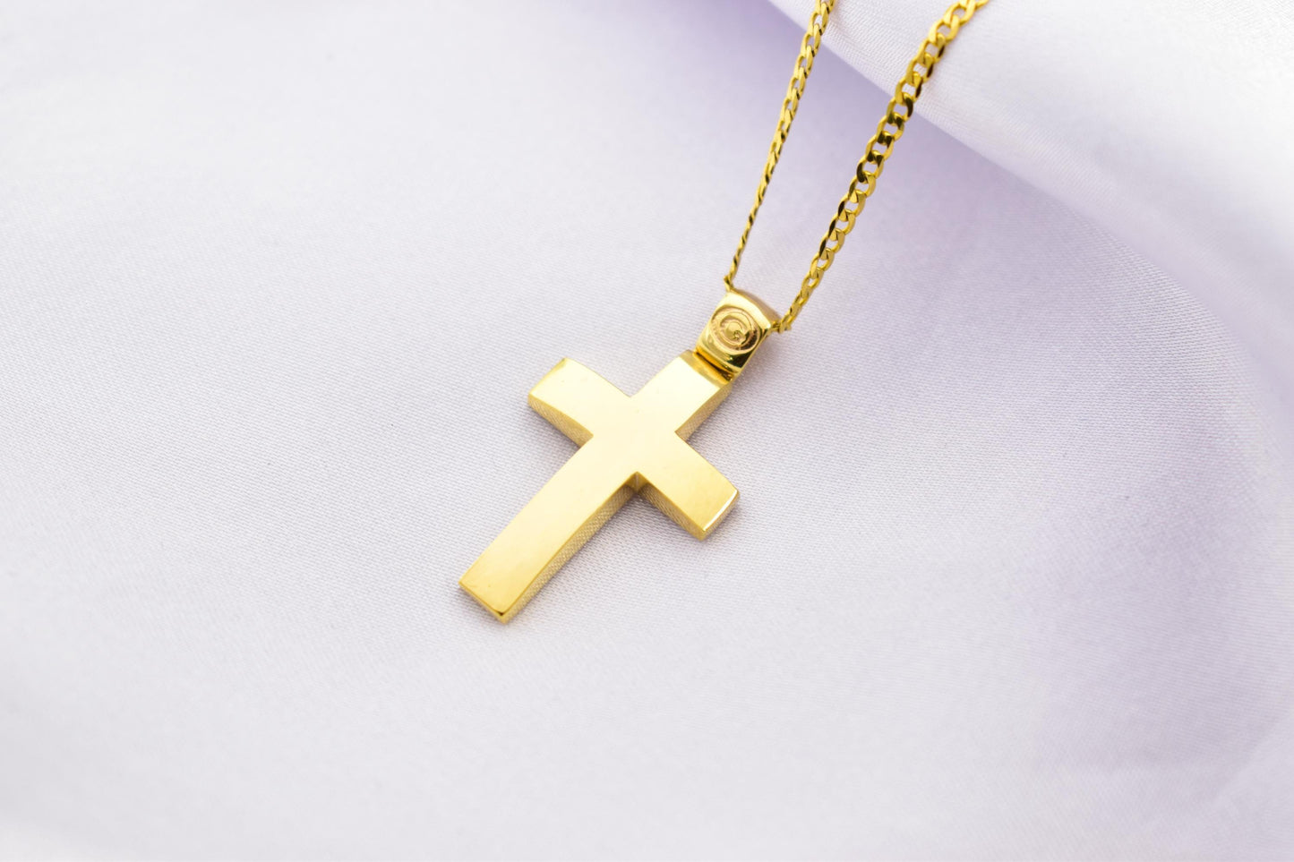 Ανδρικοί Σταυροί 9K Solid Gold Cross Pendant – Reversible & Pierced Back – 14K Gold Chain Option – Polished Front – Christian Jewellery for Men or Women