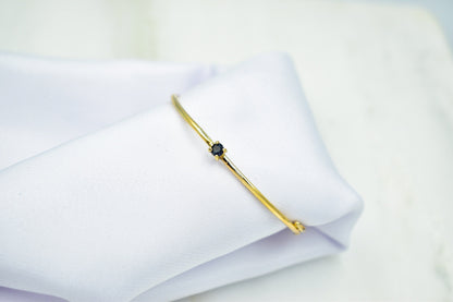 14K Gold Bangle Sapphire,Solid Gold Bangle,Luxury Sapphire Bangle,Sapphire Bangle,Bangle Sapphire Bracelet,Gift for Her