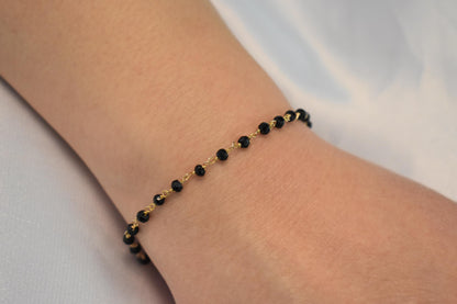 14K Gold Spinel Rosary Bracelet,14k Spinel Bracelet,Gemstone Natural Spinel Chain Gold Bracelet,Spinel Bracelet,Gold Thin Chain Bracelet