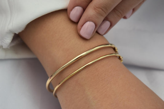14k Thick Gold Classic Bangle Slip on Bracelet,Stacking Gold Bangle Bracelet,Elegance Minimalist Bangle,Plain Bangle,Gift for Mom & Her