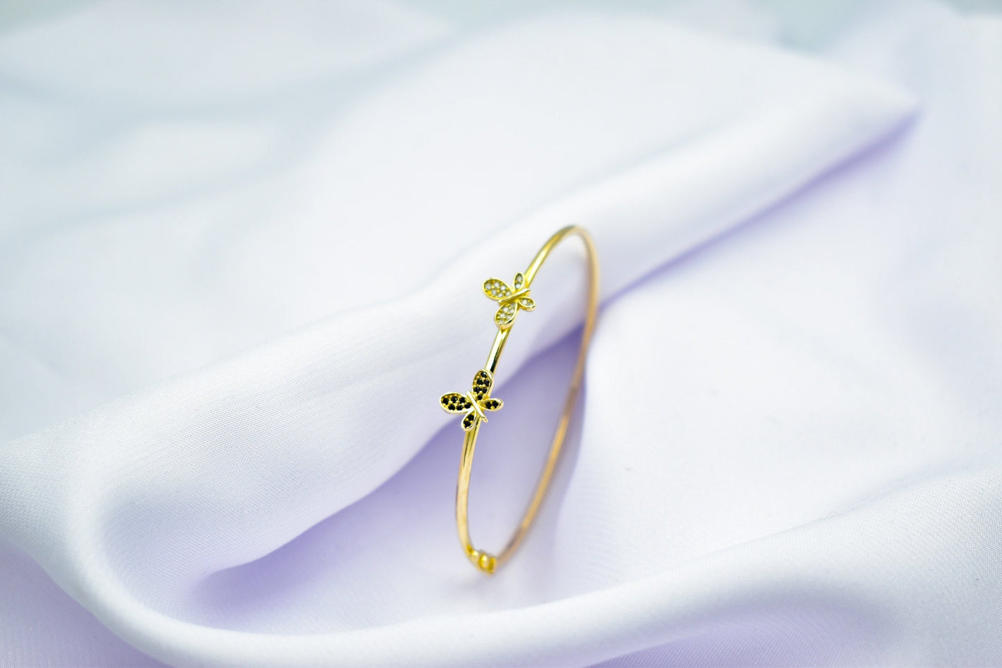 14K Gold Butterfly Bracelet,14K Bangle Bracelet Butterfly Bangle,Gold Zircon Butterflies Bracelet,Minimalist Bracelet,Bracelet For Women