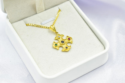 Βυζαντινός Χρυσός Σταυρός με Ζιργκόν 14Κ