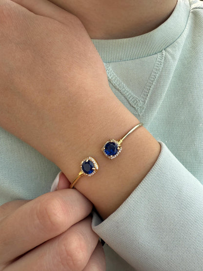 14K Gold Princess Inspired Large Blue Rosettes Bracelet,Wedding & Engagement Bracelet,Exclusive Premium Bracelet,Gift for Her