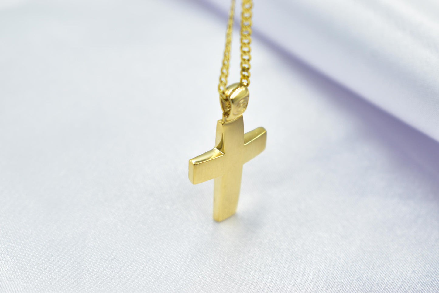 Ανδρικοί Σταυροί 14K Solid Gold Textured Cross Pendant Necklace,Unisex Religious Jewelry,Elegant Cross Necklace,Solid Gold Pendant Cross,Matte & Satin Finish