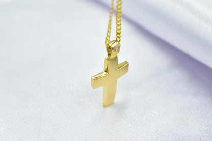 Ανδρικοί Σταυροί 14K Solid Gold Textured Cross Pendant Necklace,Unisex Religious Jewelry,Elegant Cross Necklace,Solid Gold Pendant Cross,Matte & Satin Finish