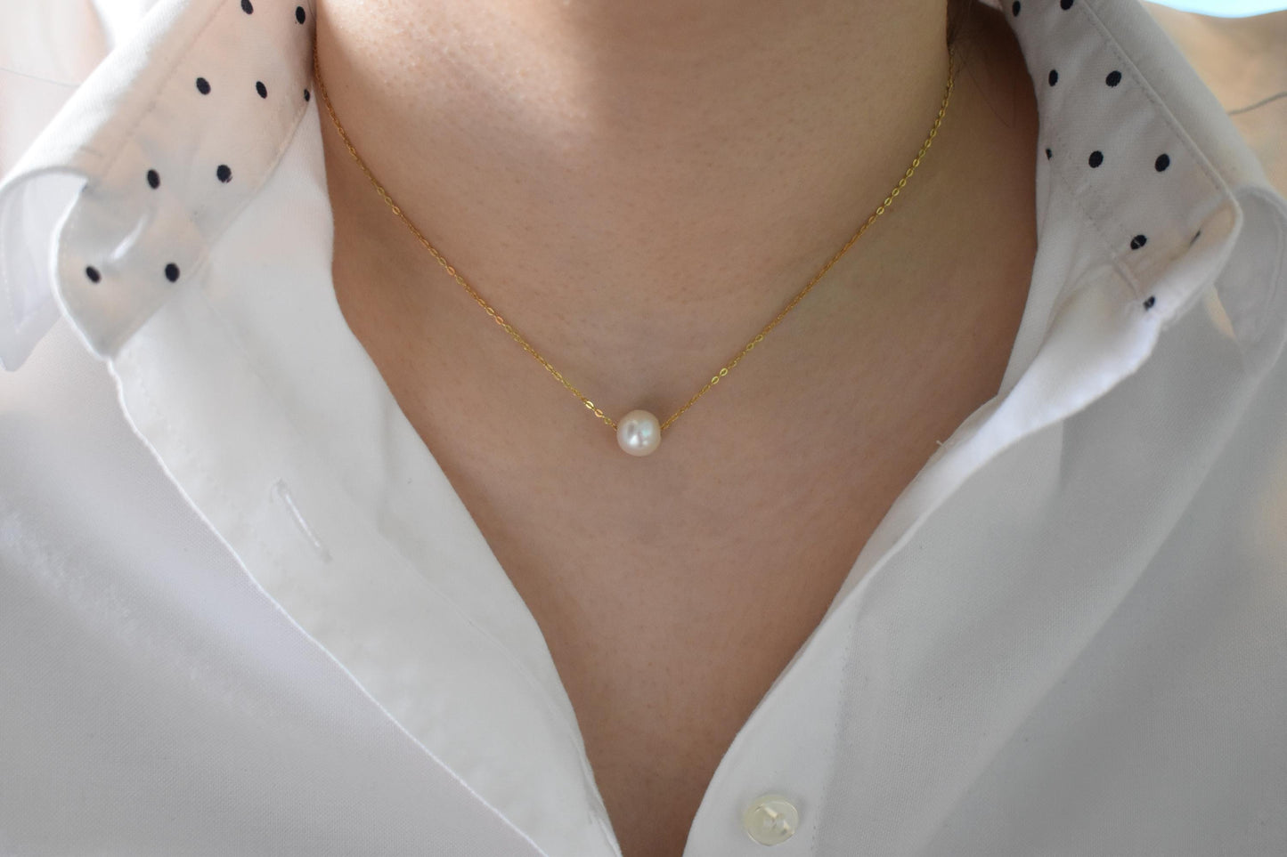 Χρυσό Κολιέ με Φυσικό Μαργαριτάρι 14Κ