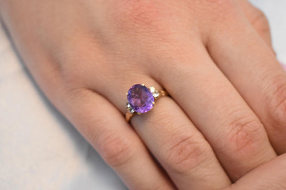14K Solid Gold Amethyst Ring,Amethyst Stackable Ring,Wedding Stacking Ring,14K Amethyst Ring,Natural Amethyst,Ring for Women,Gift for Her