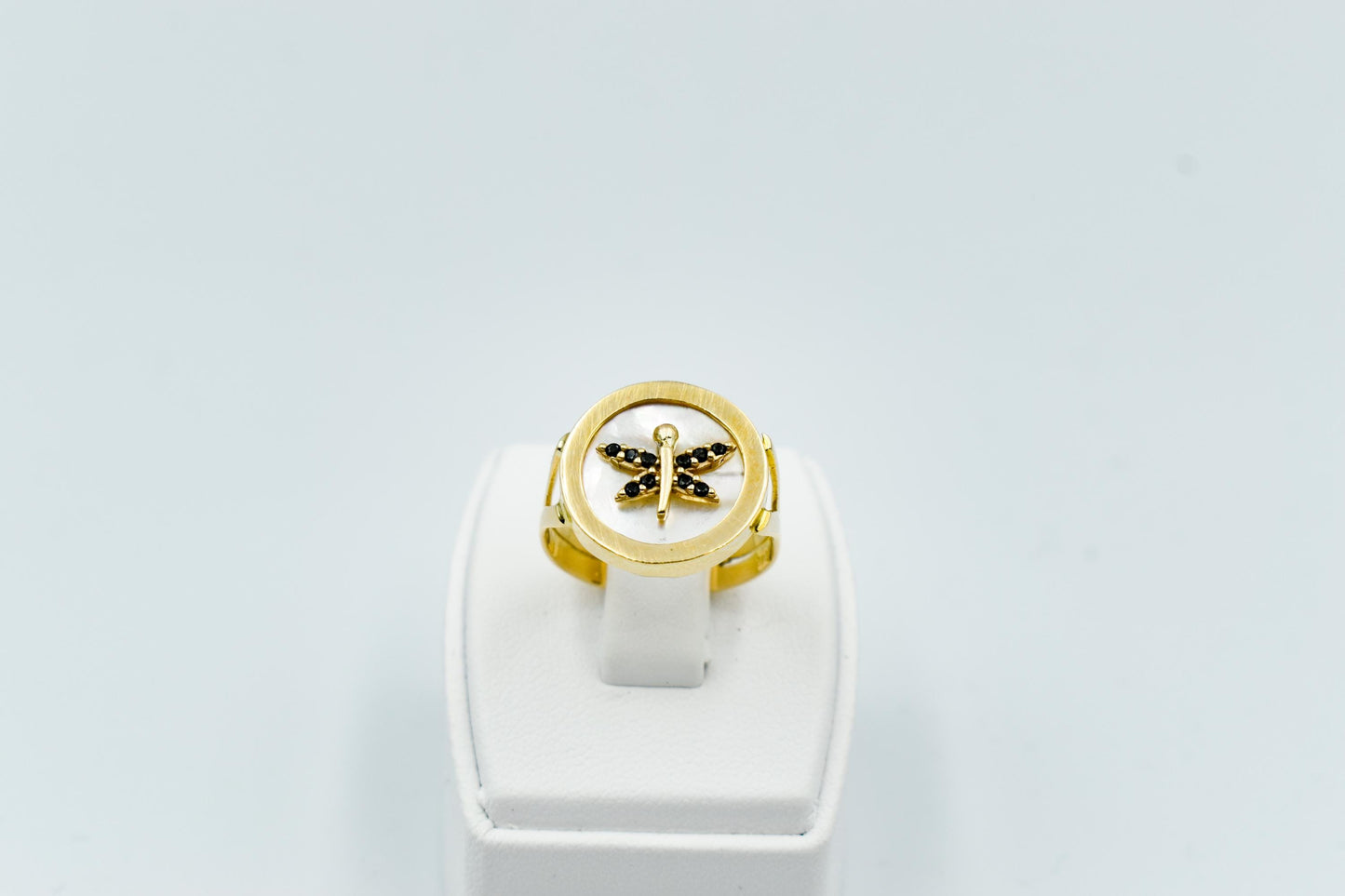 Χειροποίητο Δαχτυλίδι Κ14 με Φίλντισι & Λιβελούλα με Ζιργκόν