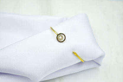 14K Gold Bagle Zircon Bracelet-Elegance, Sophisticated Jewelry, Pink Zircon Accents, Luxurious Beauty, Zircon Gold Bangle,Gift for Mom & Her