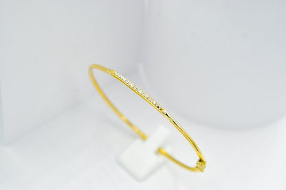 14K Gold Bar Bracelet, CZ or VVS1 Diamond Bangle,Dainty Gold Cuff, Custom Size,Gift for Her,Minimalist Gold Jewellery for Women Gift for Her