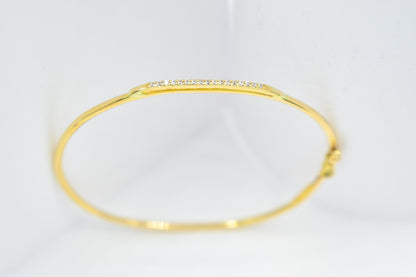 14K Gold Bar Bracelet, CZ or VVS1 Diamond Bangle,Dainty Gold Cuff, Custom Size,Gift for Her,Minimalist Gold Jewellery for Women Gift for Her