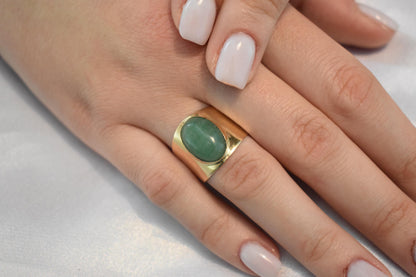 14K Solid Gold Aventurine Ring,Aventurine Ring,Engagement & Wedding Gold Ring,Statement Ring,Stackable Gold Ring,Forever Unique Gift for Her