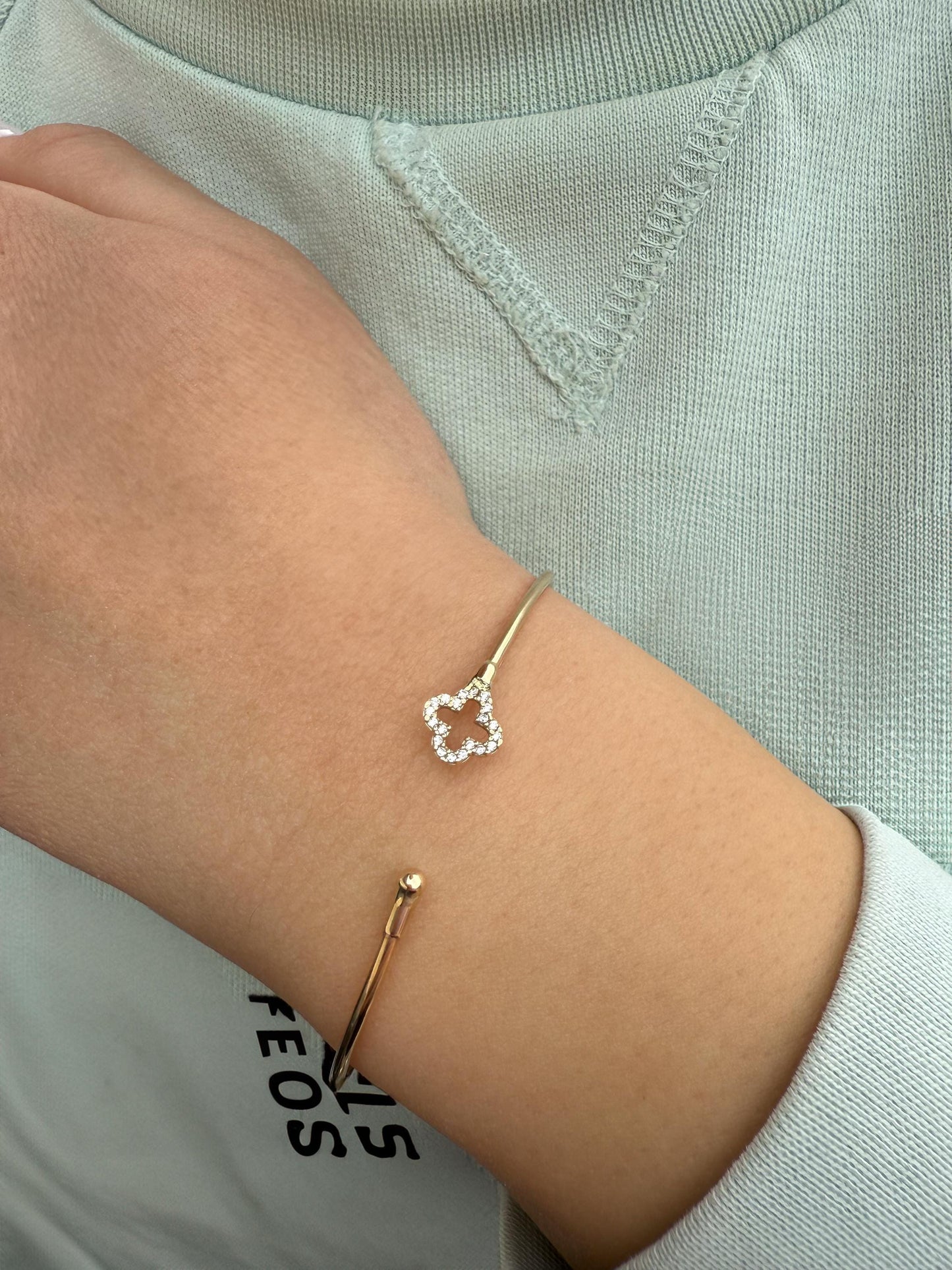 14K Cross Bangle Bracelet,Thin Cross Zircon Bangle,Dainty Bracelet,White Cross Bracelet,Cross Gold Cuff Bangle, Exclusive Gift for Mom & Her