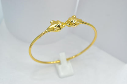 14K Gold Panther Bracelet, Solid Gold Bangle, Panther Head Cuff, Unisex Gold Bracelet, Statement Jewelry, Luxury Gift for Him or Her