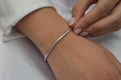 14k Thick White Gold Classic Bangle Slip on Bracelet,Stacking White Gold Bangle,Elegance Minimalist Bangle Bracelet,Bangle,14K Gold Bangle