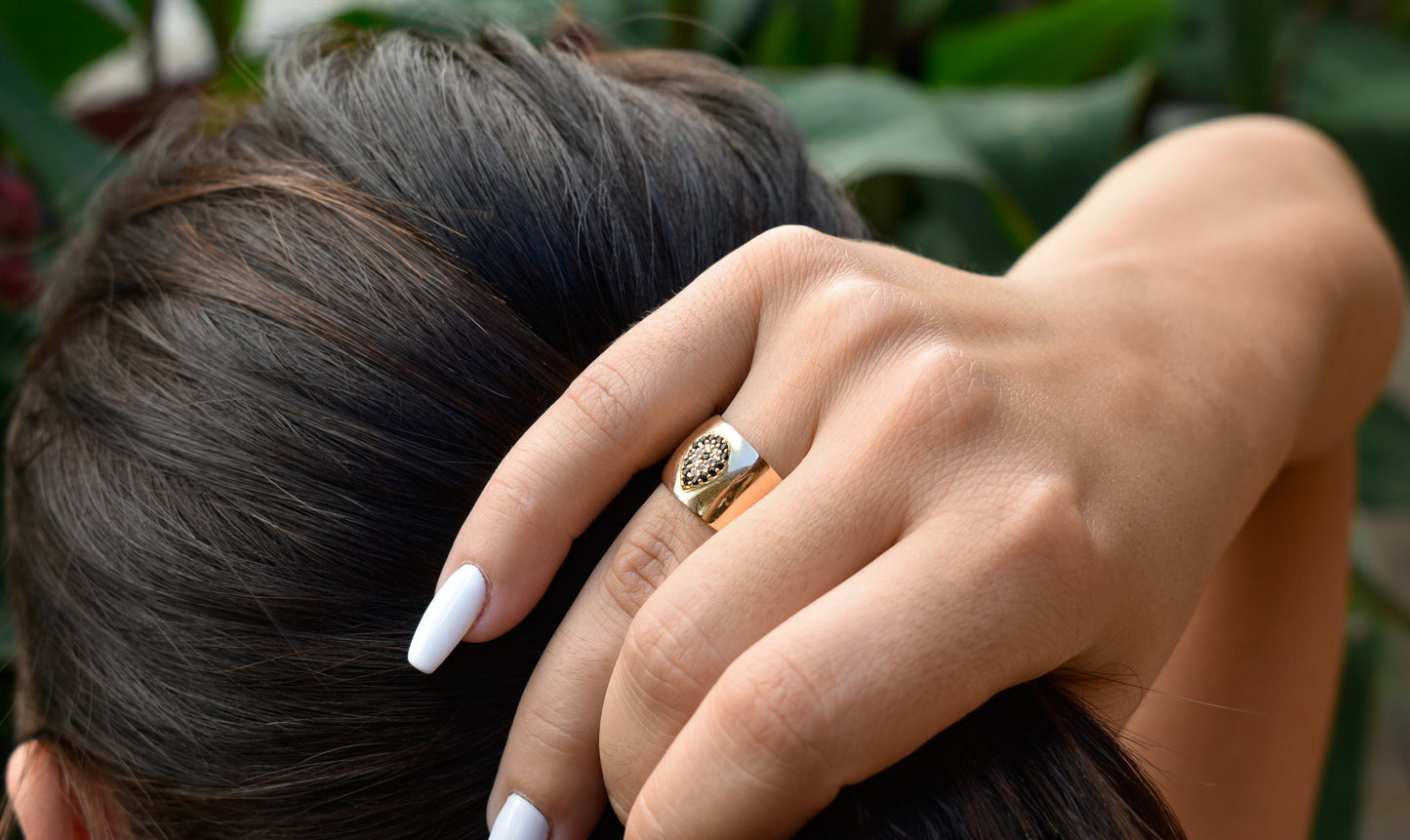 14K Solid Gold Ring,Dainty Gold Ring,Handcrafted Drop Gold Ring,Wedding - Engagement Ring,Rings for Proposal,Stackable Ring,Dome Ring