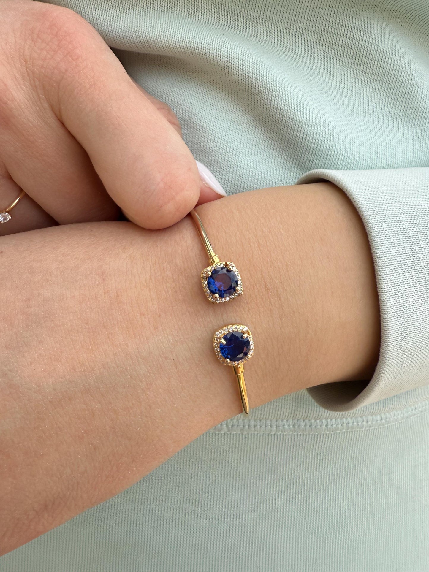 14K Gold Princess Inspired Large Blue Rosettes Bracelet,Wedding & Engagement Bracelet,Exclusive Premium Bracelet,Gift for Her