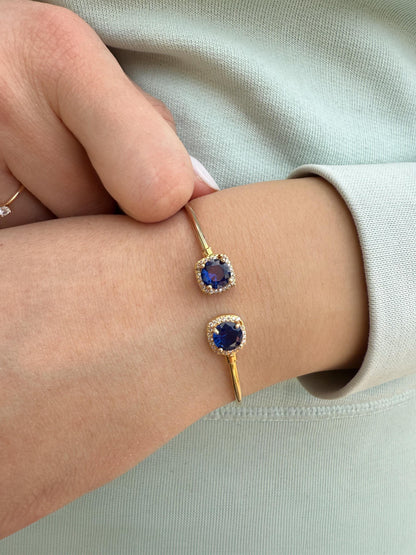 14K Gold Princess Inspired Large Blue Rosettes Bracelet,Wedding & Engagement Bracelet,Exclusive Premium Bracelet,Gift for Her