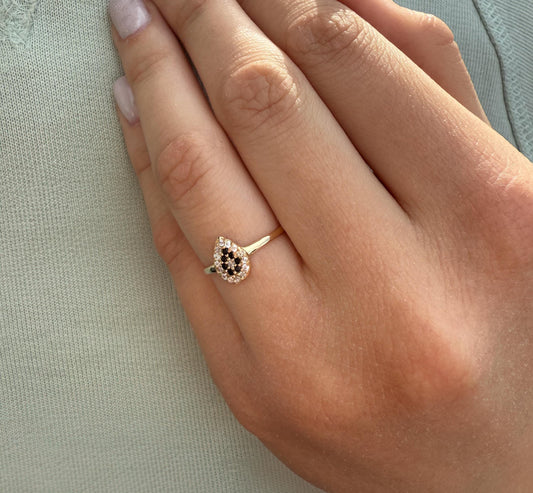 14K Gold Teardrop Ring,Pear Cut Zircon Ring,Bridal & Engagement Ring,Princess Inspired Ring,Gold Band,Classic Minimal Ring,Gift for Her