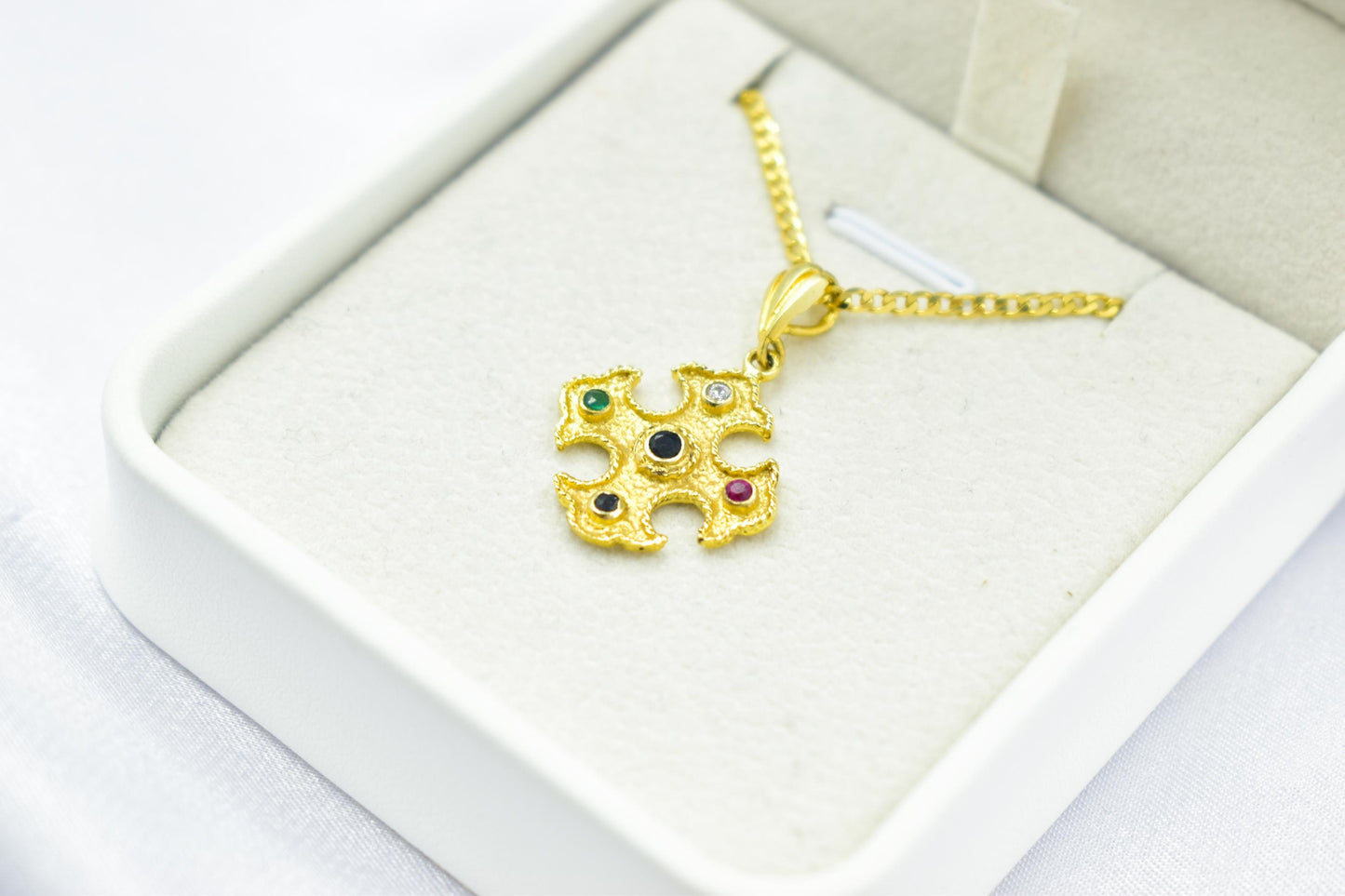 Βυζαντινός Χρυσός Σταυρός με Ζιργκόν 14Κ