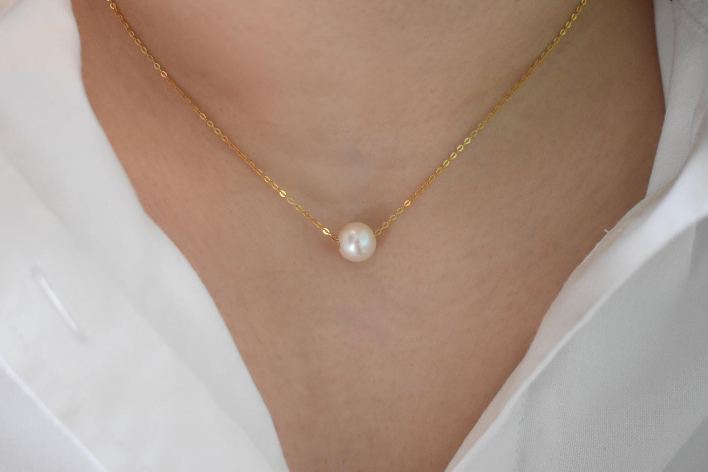 Χρυσό Κολιέ με Φυσικό Μαργαριτάρι 14Κ