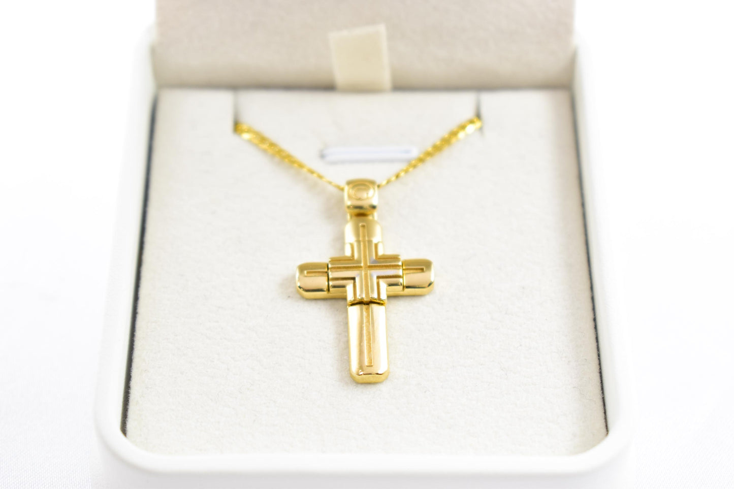 Ανδρικοί Σταυροί 14K Solid Gold Cross Pendant for Men & Women, Yellow Gold Religious Necklace, Orthodox Baptism Cross, Handmade Fine Gold Jewelry Gift