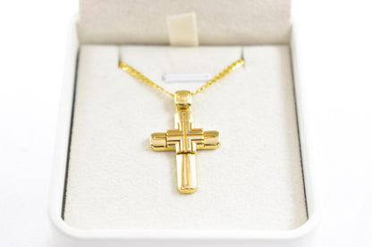 Ανδρικοί Σταυροί 14K Solid Gold Cross Pendant for Men & Women, Yellow Gold Religious Necklace, Orthodox Baptism Cross, Handmade Fine Gold Jewelry Gift