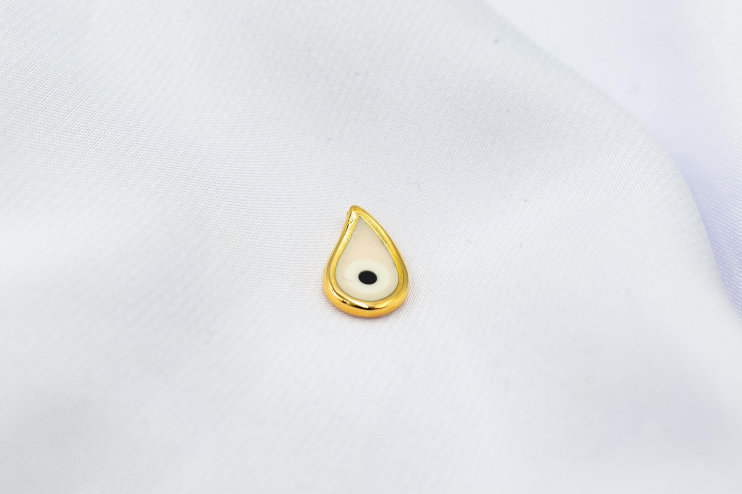 Κρεμαστό Μάτι Δάκρυ με Λευκό Σμάλτο Κ18