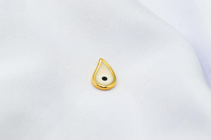 Κρεμαστό Μάτι Δάκρυ με Λευκό Σμάλτο Κ18