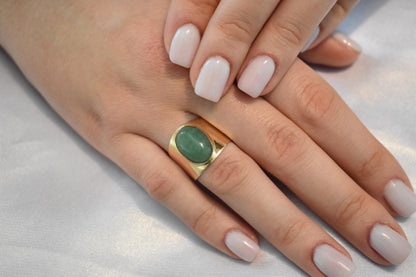 14K Solid Gold Aventurine Ring,Aventurine Ring,Engagement & Wedding Gold Ring,Statement Ring,Stackable Gold Ring,Forever Unique Gift for Her