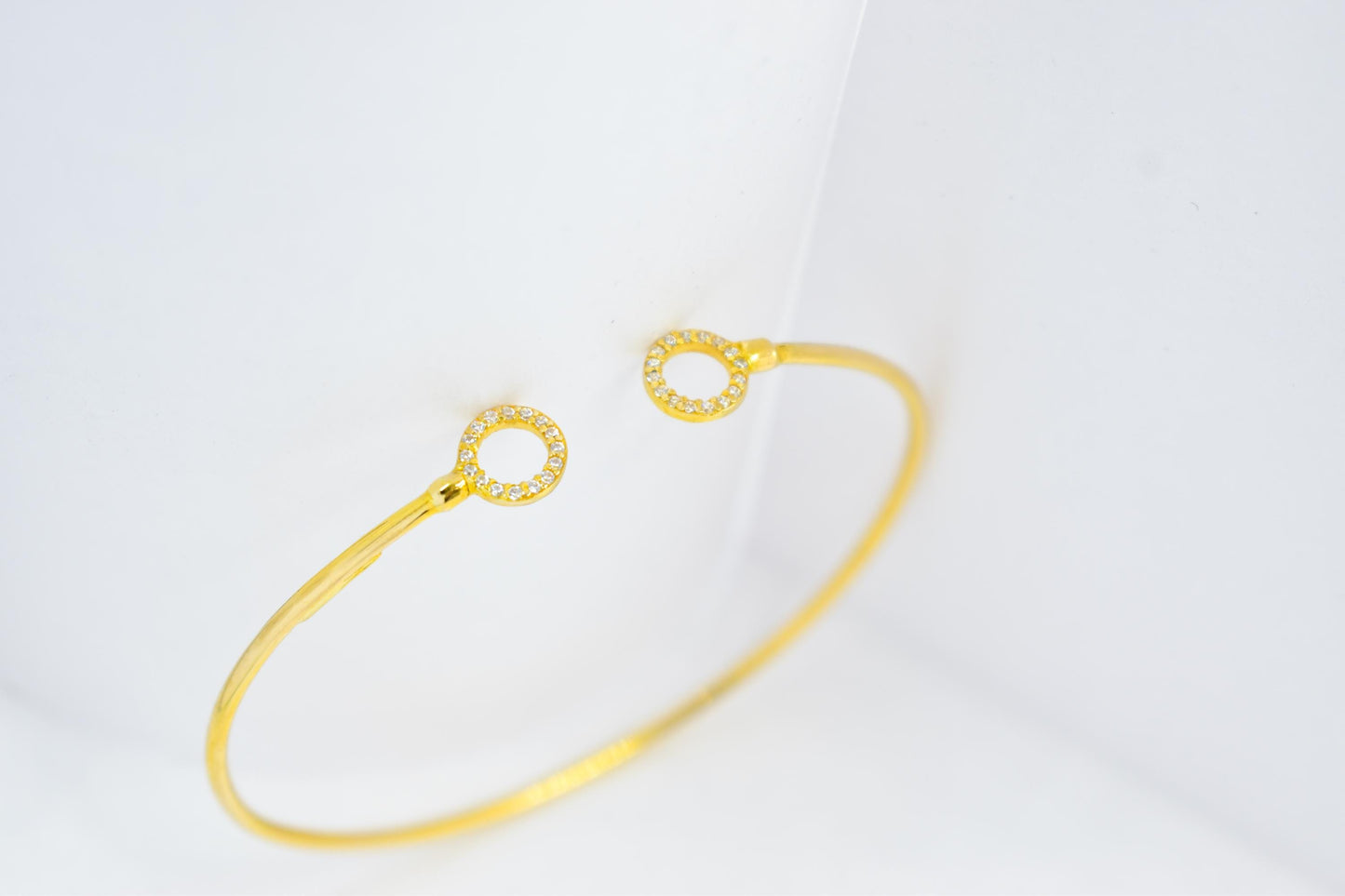 14K Gold Circle Bangle Bracelet,Open Circle Gold Bracelet,Dainty Diamond Bangle, Zircon Bangle Gift for Her,Adjustable Bracelet,Gift for Her