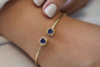 14K Gold Bangle Bracelet,Princess Inspired Bracelet,Wedding & Engagement Bracelet,Dainty Zircon Bracelet,Vintage Bracelet,Gifts For Her