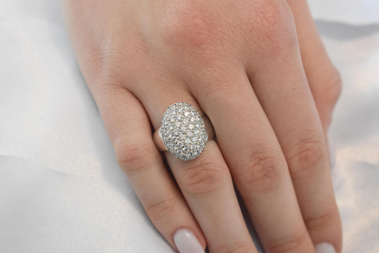 18K Solid White Gold Ring,Engagement Ring,Wedding & Engagement Ring,Statement Ring,Gold Ring,Bridal Jewellery, Gift for Mom and Her