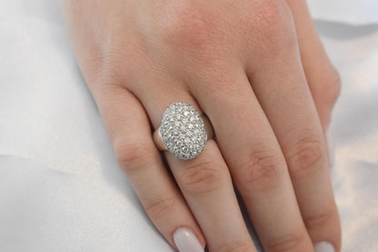 18K Solid White Gold Ring,Engagement Ring,Wedding & Engagement Ring,Statement Ring,Gold Ring,Bridal Jewellery, Gift for Mom and Her