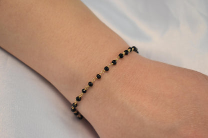 14K Gold Spinel Rosary Bracelet,14k Spinel Bracelet,Gemstone Natural Spinel Chain Gold Bracelet,Spinel Bracelet,Gold Thin Chain Bracelet