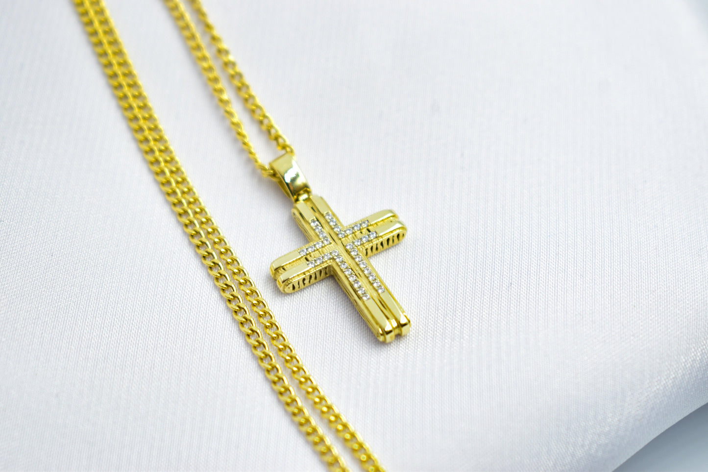γυναικα 14K Solid Gold Cross Pendant,Necklace with Zircon,Elegant Christian Pendant,Baptism Religious Faith Jewelry,Godfather-Godmother Gift